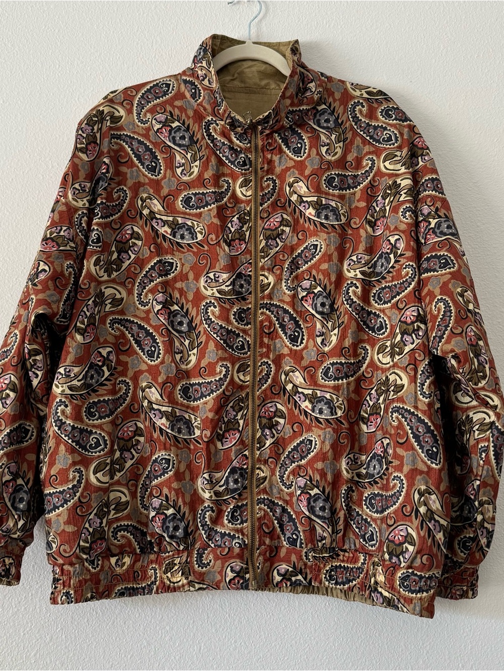 Vintage Wmns Jennifer Moore Reversible Paisley 100% Nylon Windbreaker Jacket XL